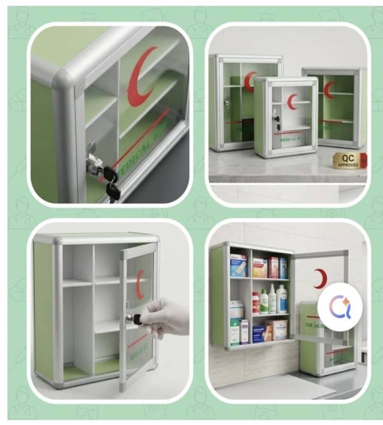 Moyenne Boîte à Pharmacie Métallique – Rangement Médical Sécurisé & Pratique (29×32 cm)