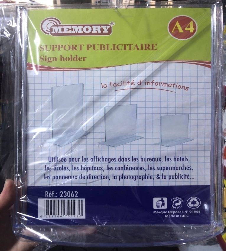 Support Publicitaire A4 Memory – Porte-Affiche Transparent Professionnel