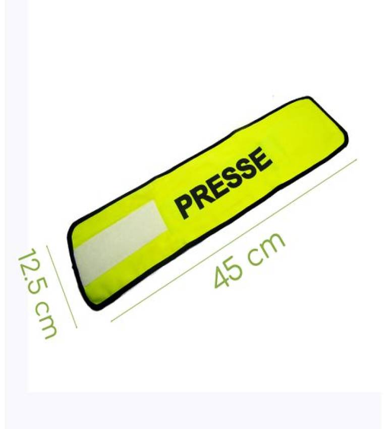 Brassard de PRESSE haute visiblité - PRESSE- jaune fluo