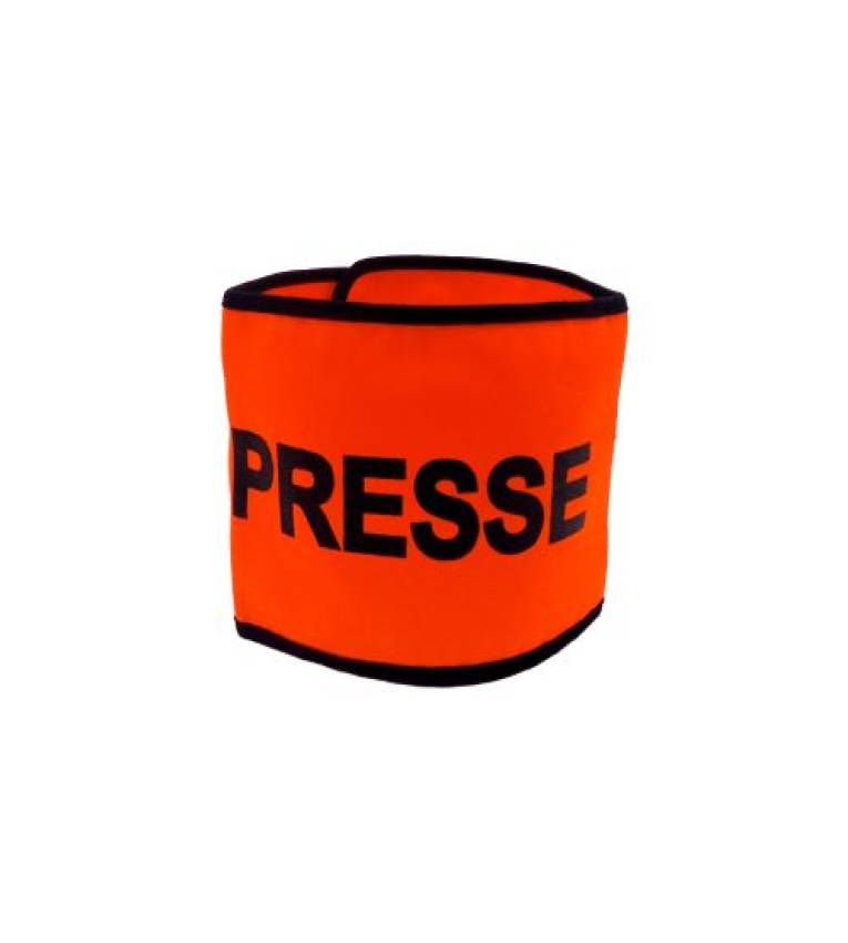 Brassard de PRESSE haute visiblité orange fluorescent