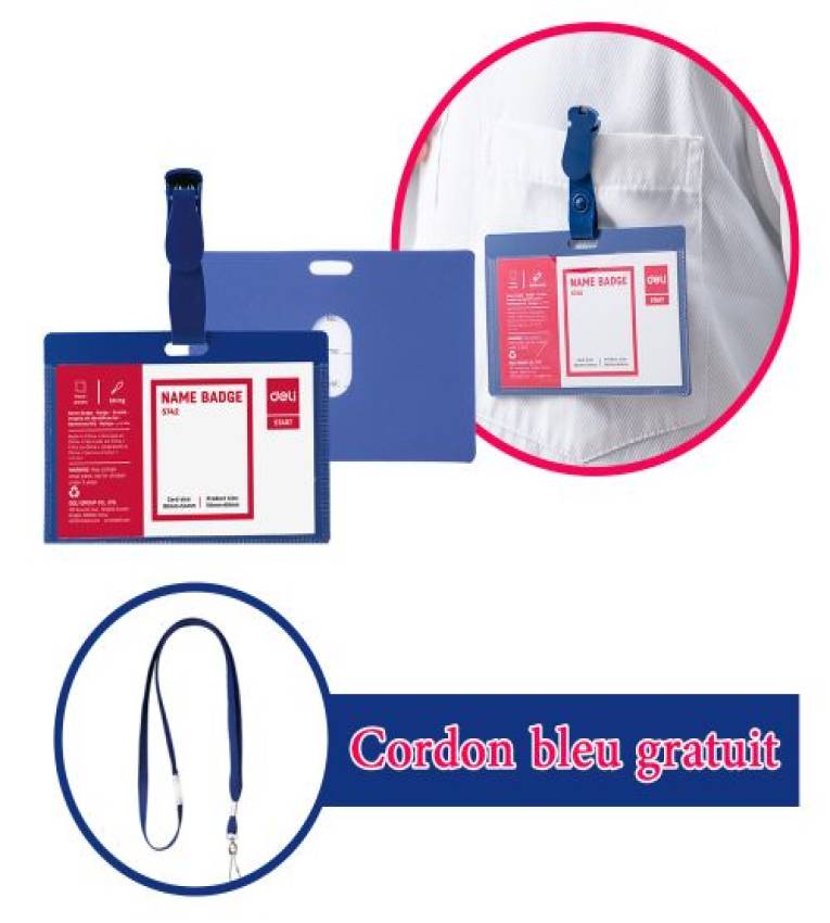 10 Portes Badges avec pinces bretelles 90x54 mm paysage + cordons Gratuites