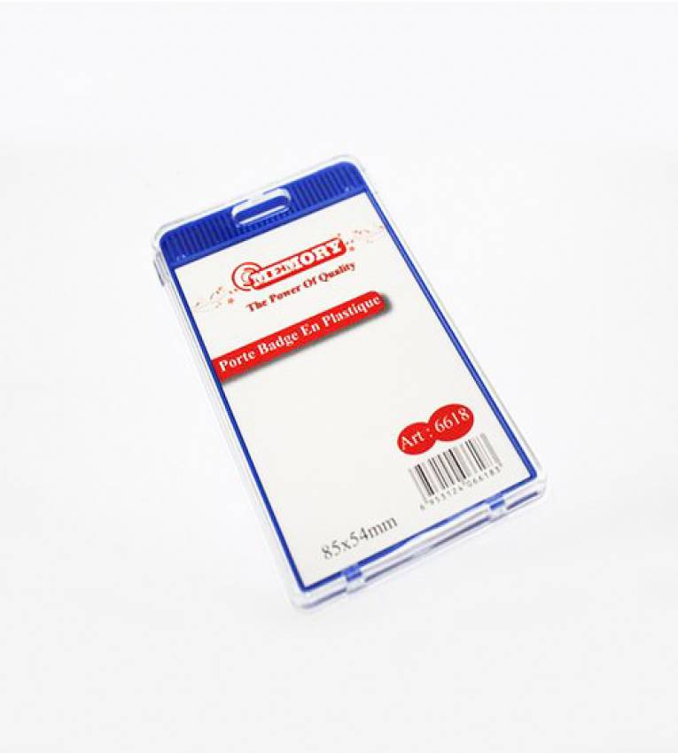 6 PORTE BADGE EN PLASTIQUE MEMORY Format 85 x 54 mm + 5 cordons bleu gratuit