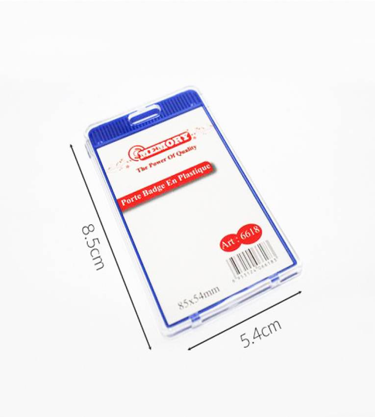 6 PORTE BADGE EN PLASTIQUE MEMORY Format 85 x 54 mm + 5 cordons bleu gratuit