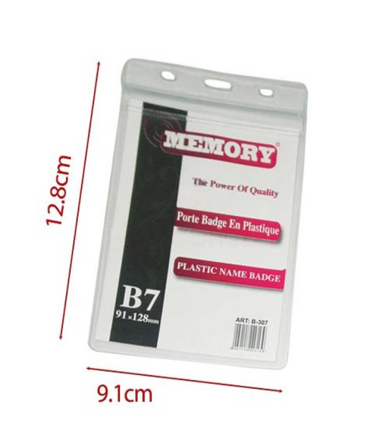 5 PORTE BADGE EN PLASTIQUE MEMORY B7 + 5 cordons bleu gratuit
