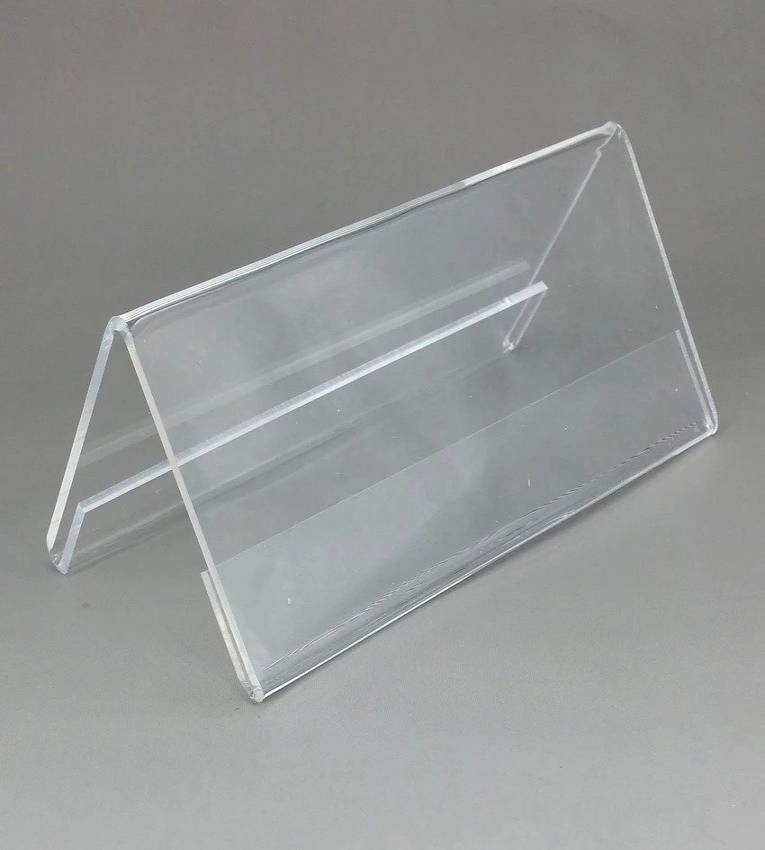 Présentoir de table transparent plexiglass format V  150 x 80mm