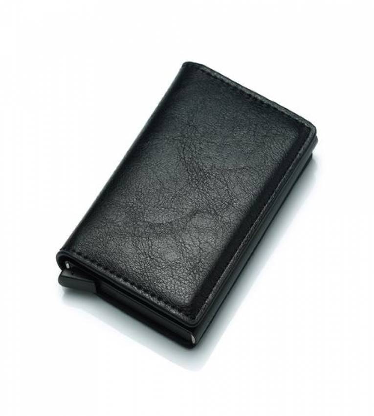 Portefeuille noir  Avec Fermoir Cuir Vrai