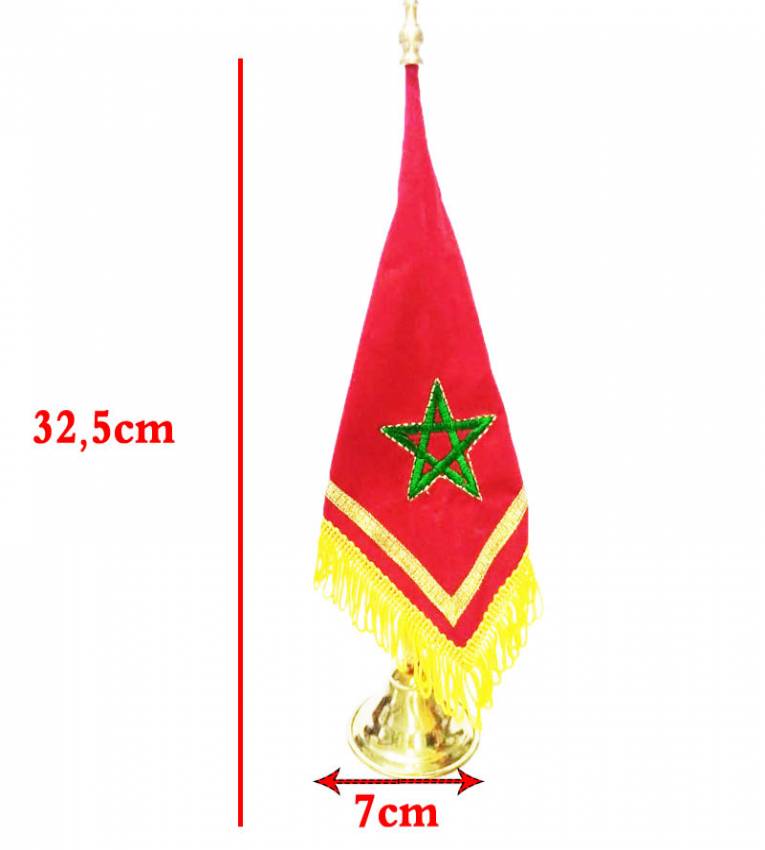 32cm Drapeau marocain de Bureau en Cuivre