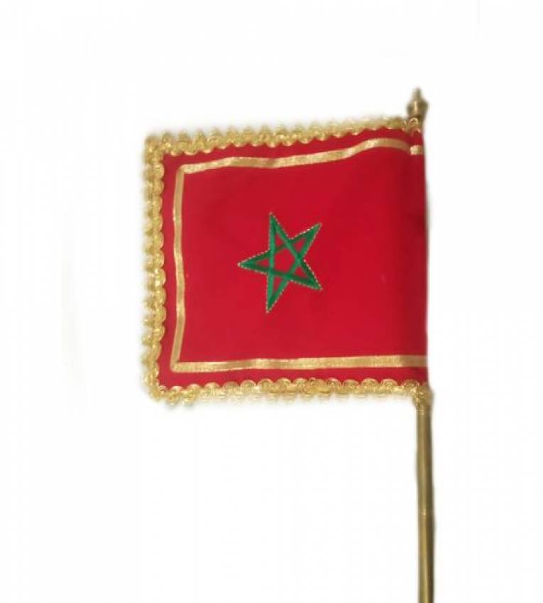 41cm Drapeau marocain de Bureau en Cuivre
