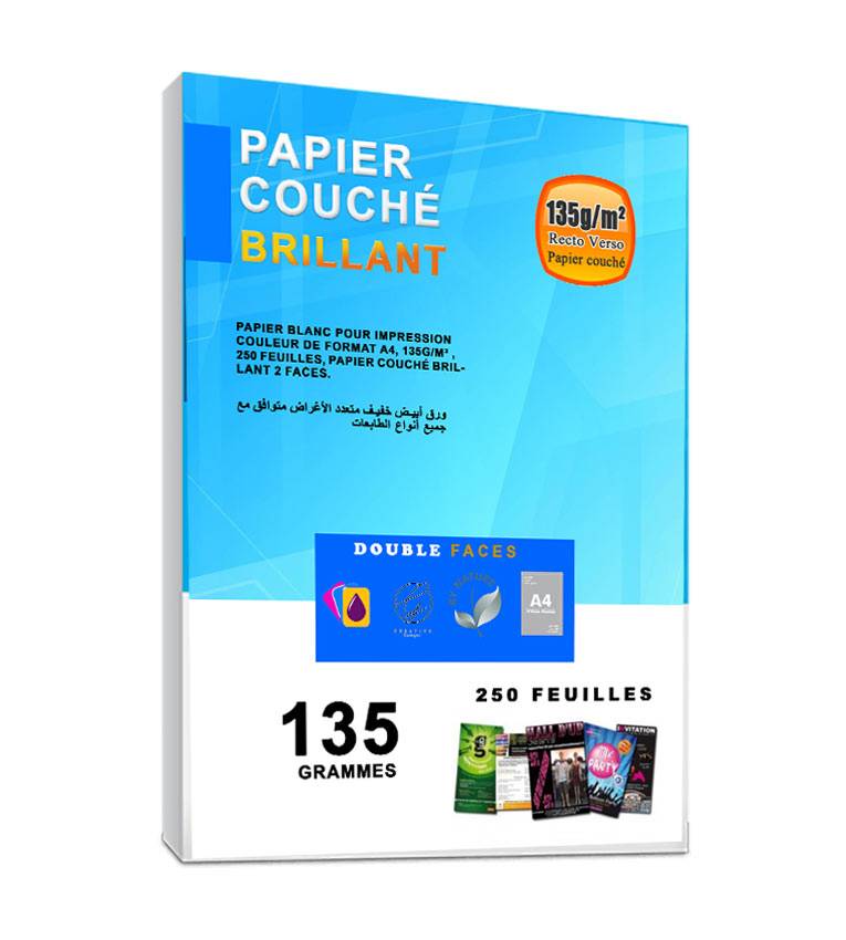 FLYER A4 COUCHÉ BRILLANT 135G Papier A4-100 Feuilles Papier Couché Haute Définition Blanc35 , Imprimable