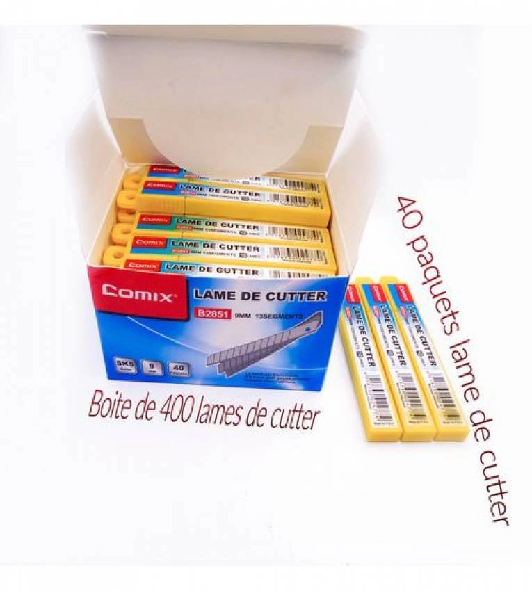 Précision et qualité assurées avec le coffret Comix de lames de cutter 18mm - 40 paquets pour vos projets créatifs. Commandez maintenant!