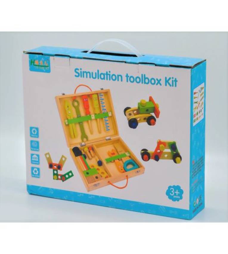 Boîte à outils en bois Ensemble de charpentier dans un étui de transport