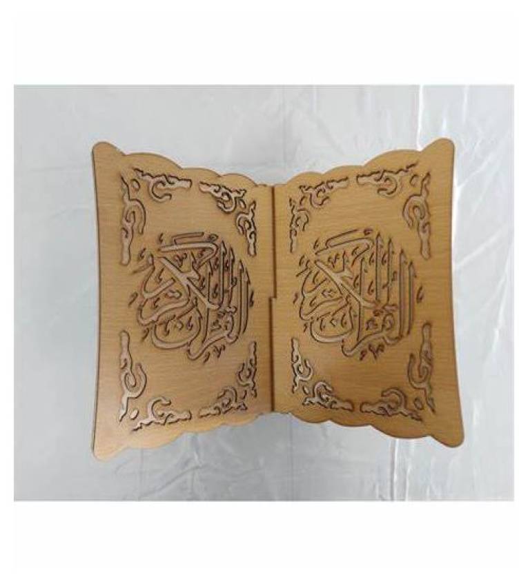 Porte coran en bois sculpté, jaune Grand Format (25x34)