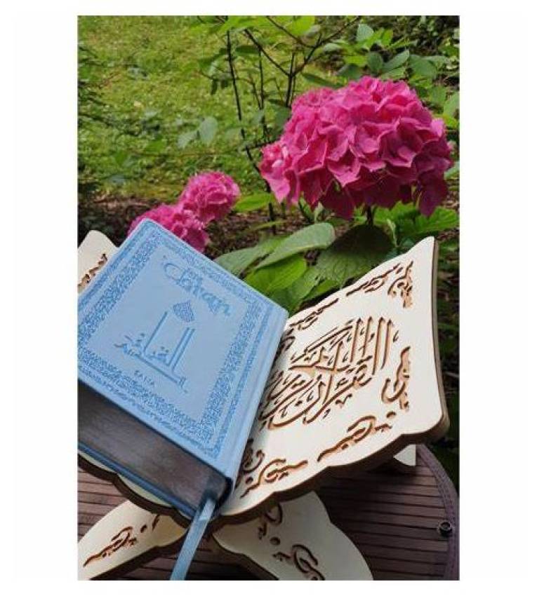 Porte coran en bois sculpté, jaune Grand Format (25x34)