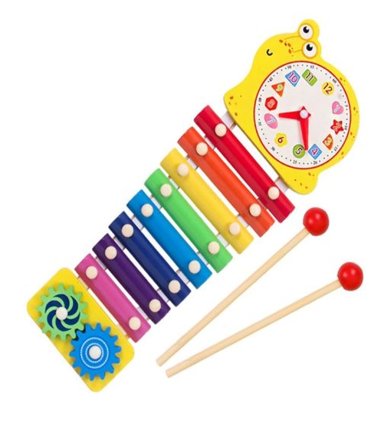 Initiation musicale ludique avec le piano à main bois 3-en-1 pour enfants : xylophone et piano.