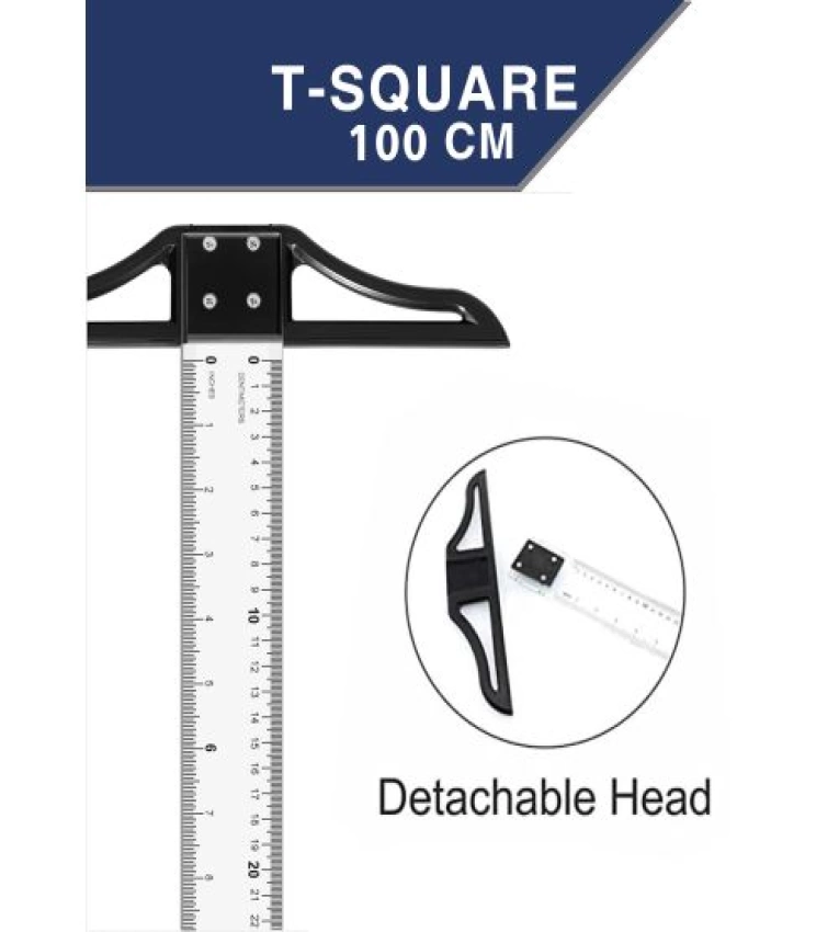 Règle en T double face transparente pour dessin & travaux. Précision acrylique pour créativité.