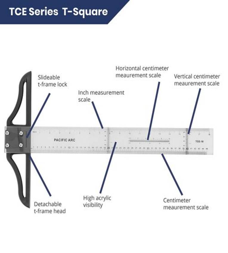 Règle en t Double face en acrylique t-square transparente pour dessin & travaux