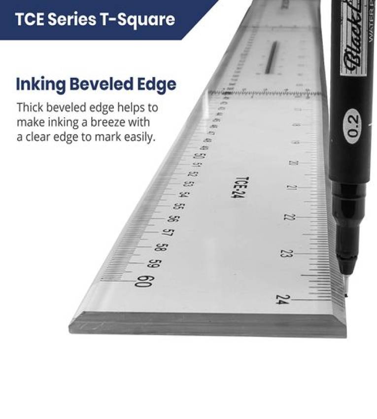 Règle en t Double face en acrylique t-square transparente pour dessin & travaux