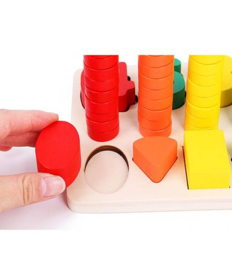 Jouet éducatif en bois de plaque logarithmique numérique 3-en-1