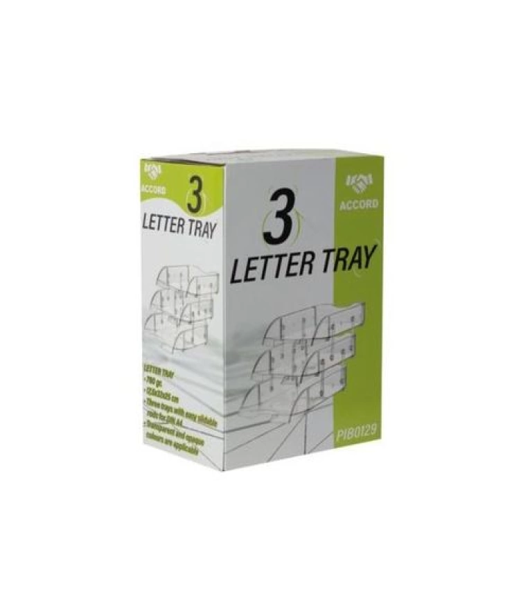 Organisation courrier : Panier 3 étages transparent Accord. Efficace et élégant. Simplifiez-vous la vie !