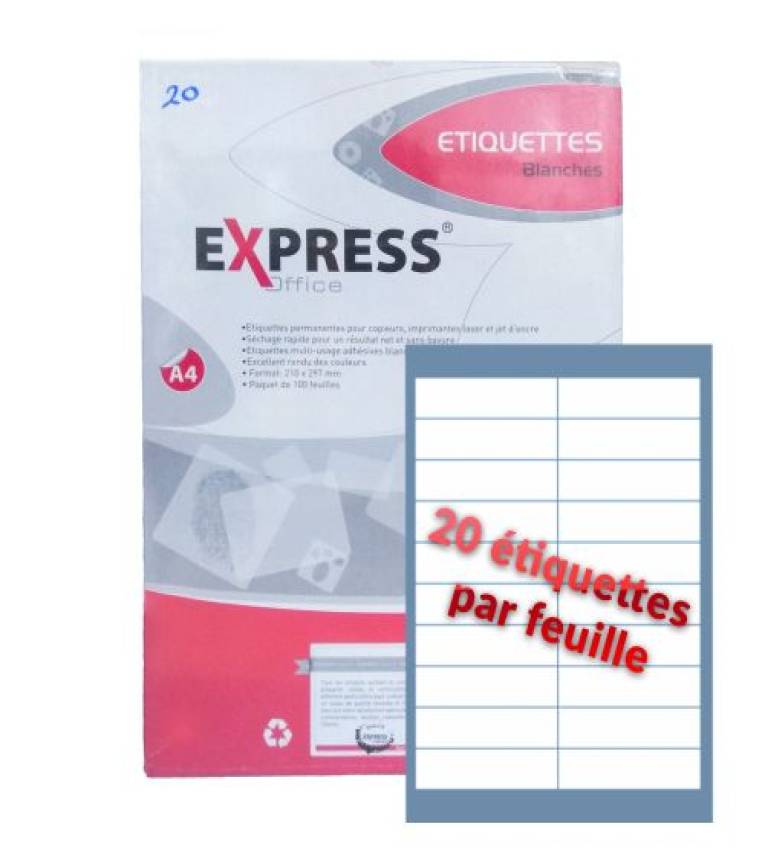 Étiquettes adhésives blanches pour Impression