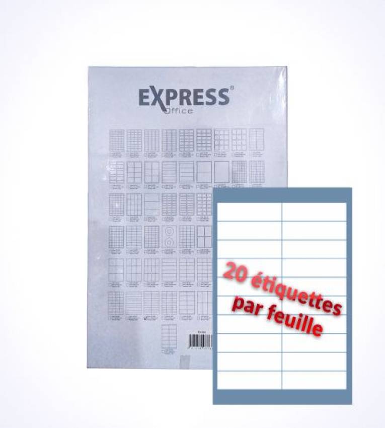 Étiquettes adhésives blanches pour Impression 100feuilles2000étiquette105x29.6mm