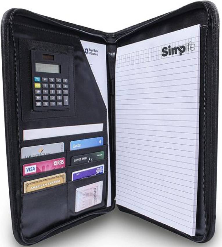 porte-documents professionnel de qualité supérieure peut facilement contenir plusieurs brochures Avec calculatrice intégrée, bloc-notes ligné