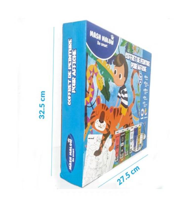 Mash Malow Coffret de Peinture Standard pour garçons Cadeau Anniversaire avec 10 Feuilles pour Dessiner et 2 pour Colorier