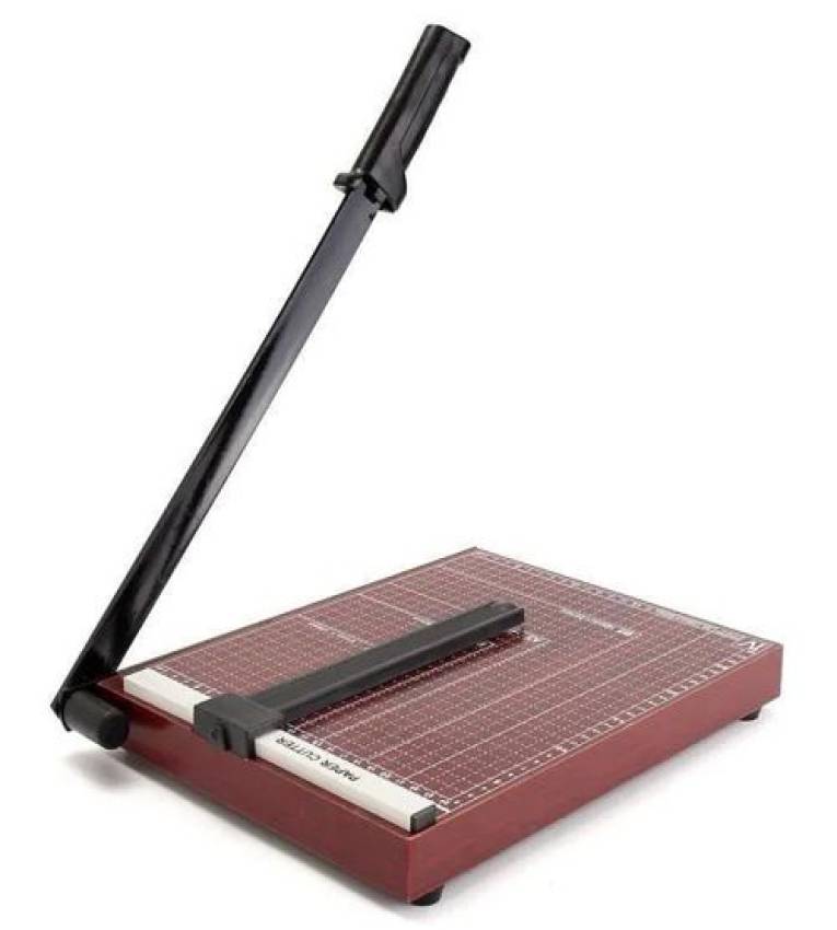 massicot A4, avec pince automatique, guide réglable, base en bois