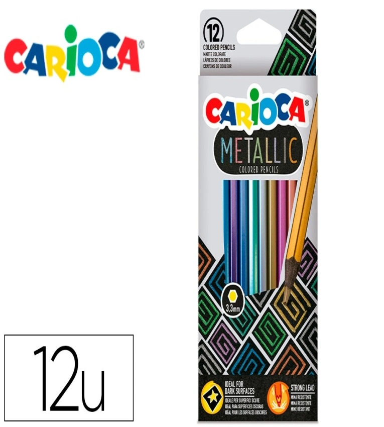 Crayons métalliques CARIOCA Couleurs éclatantes, mine résistante et idéale pour surfaces foncées. Donnez vie à vos dessins