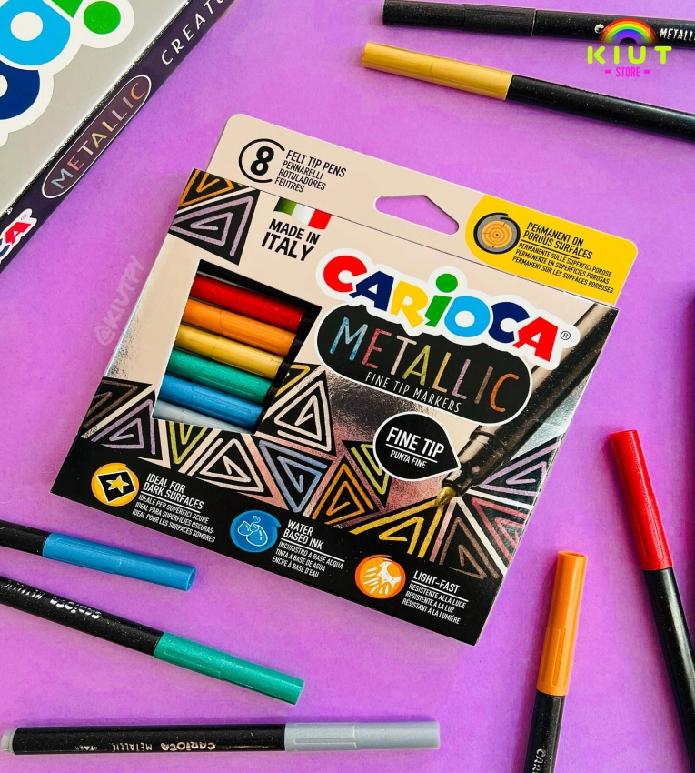feutres métalliques, marqueurs métalliques CARIOCA, longue tenue séchage rapide