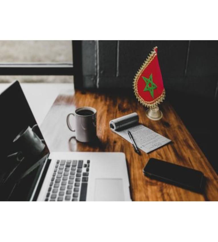 Flag of Morocco - Drapeau maroc Bureau en Cuivre