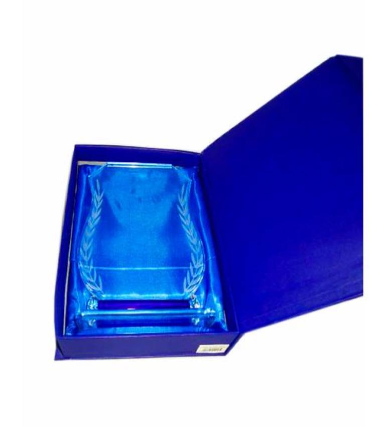 Plaque trophée en verre personnaliosable (Imprimable) élégante sur une base carrée