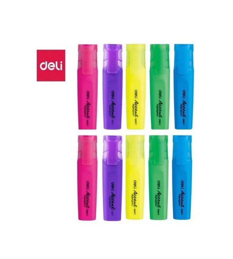 Surligneurs fluorescents aux couleurs vives, séchage rapide et prise en main confortable, parfaits pour l’étude et le bureau.