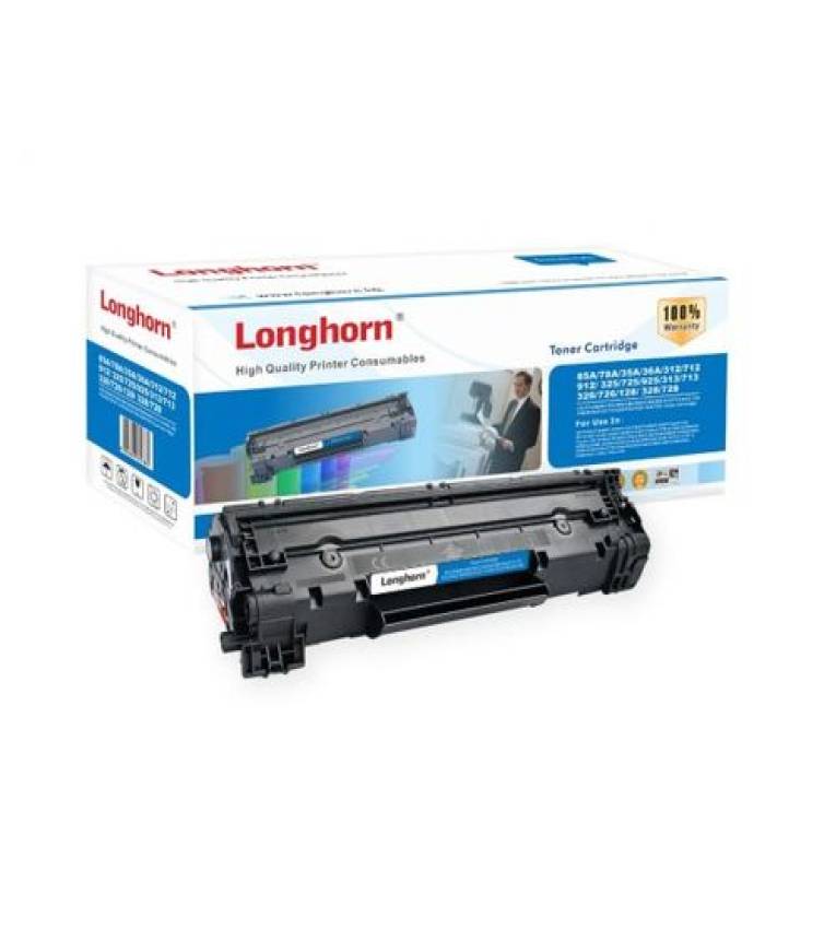 Toner 85A Longhorn Noir Compatible + Ramette papier A4 double A 80g Gratuit