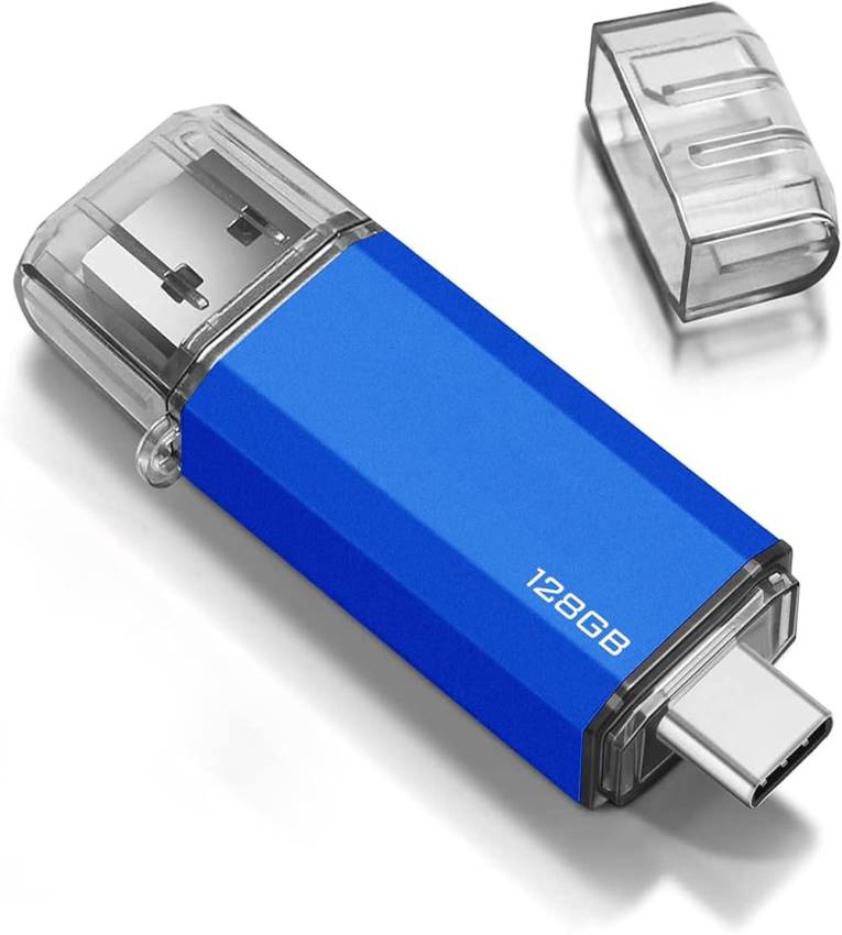 Coffret cadeau élégant Carnet en cuir Bleu avec stylo raffiné et recharge d’encre Bleu avec Clé USB Bleu