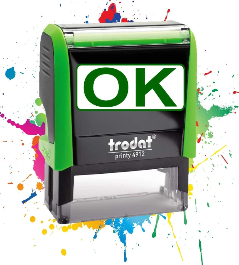 Tampon encreur Formule Commerciale OK ,Qualité Trodat, encre à séchage rapide, idéal pour factures et documents officiels