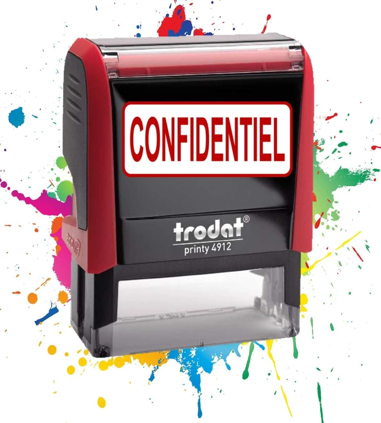 Tampon encreur Formule Commerciale CONFIDENTIEL ,Qualité Trodat, encre à séchage rapide, idéal pour factures et documents officiels