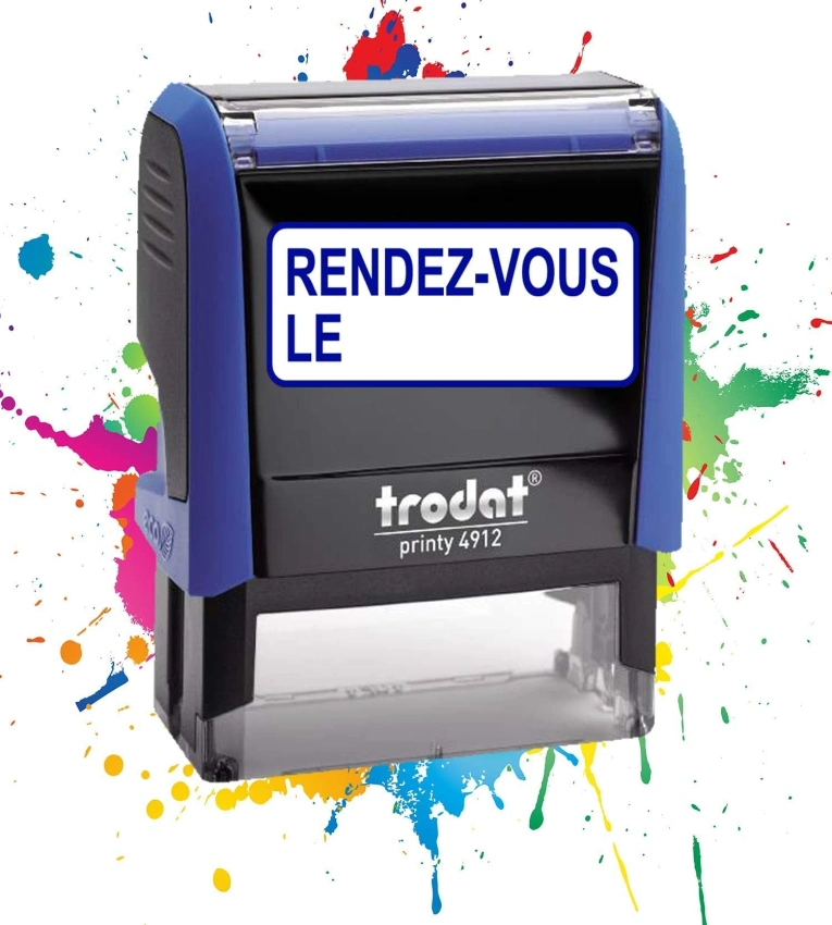 Tampon encreur Formule Commerciale RENDEZ-VOUS LE ,Qualité Trodat, encre à séchage rapide, idéal pour factures et documents officiels
