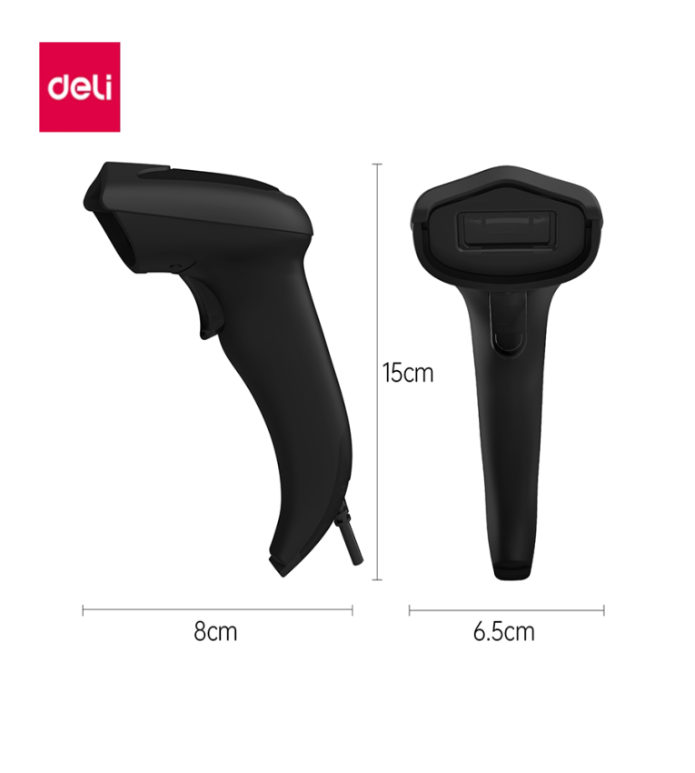 Deli S201 Scanner et Lecteur de Codes-Barres avec Double Confirmation, Technologie CCD, Design Anti-Choc , avec fil