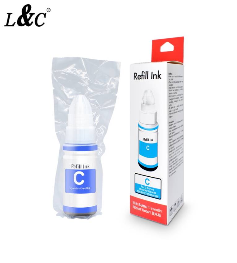 Refill Ink Bouteille de Recharge d'Encre Bleu 70 ml 490 C pour Imprimantes de série G, avec Capacité d'impression d'environ 7000 pages résistante à l'eau