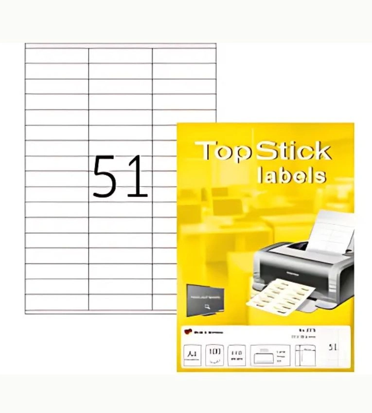 Étiquettes adhésives blanches - 16.9x70 mm : TOP STICK Lot de 5100