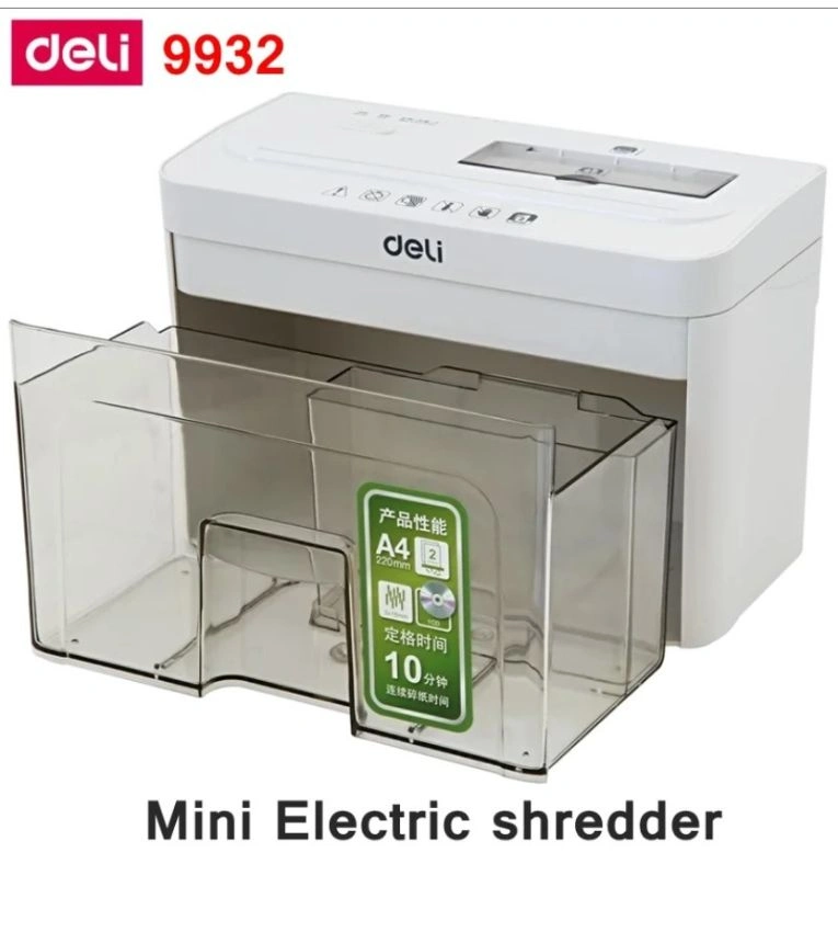 Destructeur de documents DELI 9932 – Capacité 10L, coupe croisée pour une sécurité maximale. Idéal pour le bureau et la maison.