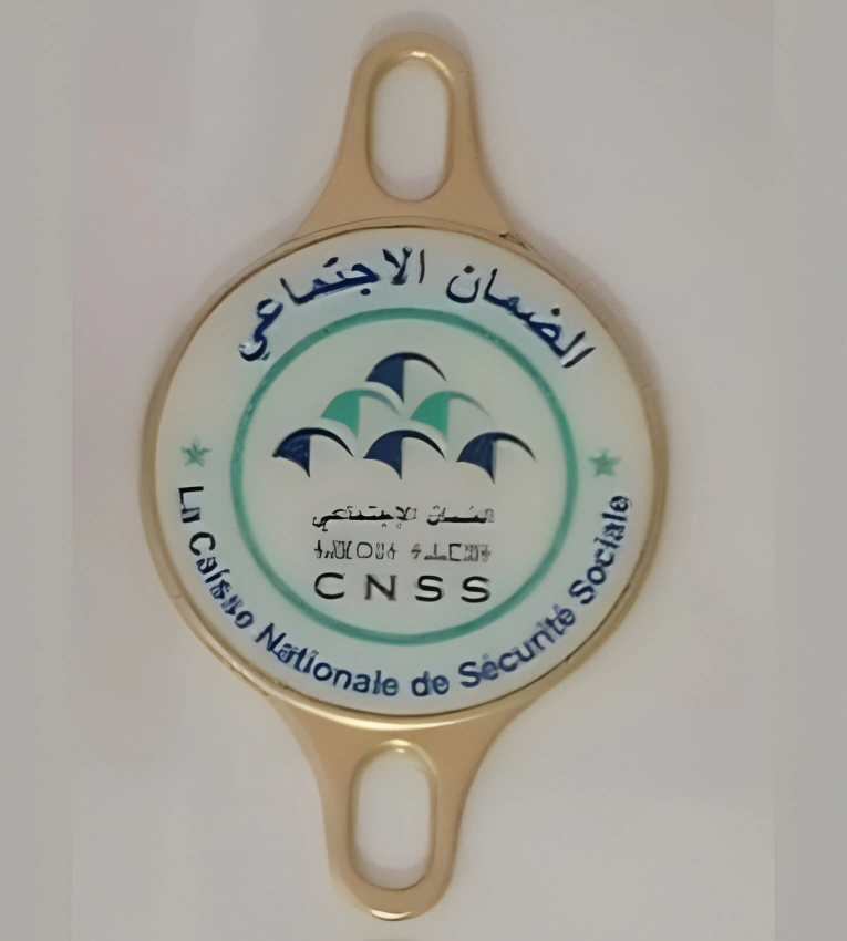 Macaron badge en cuivre pour CNSS en métal et laiton premium imprimé sur cuivre solide résistant au soleil et aux rayures