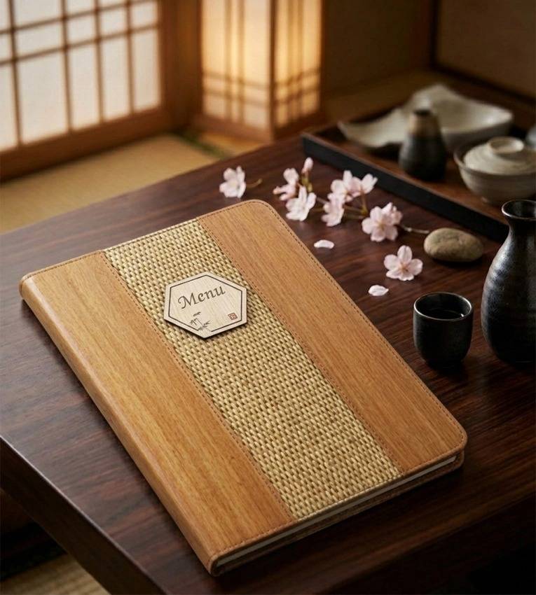 Porte-Menu A4 Effet Bois – Design Wood Grain Marron Élégance Naturelle