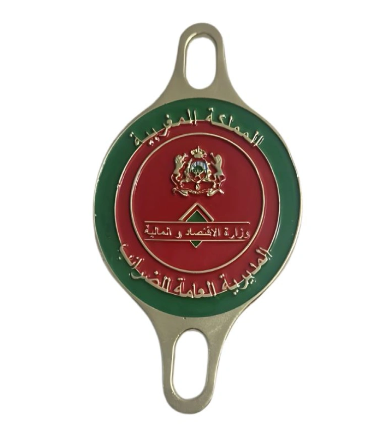 Macaron badge en cuivre pour la Direction Générale des Impôts en métal et laiton premium imprimé sur cuivre solide résistant au soleil et aux rayures