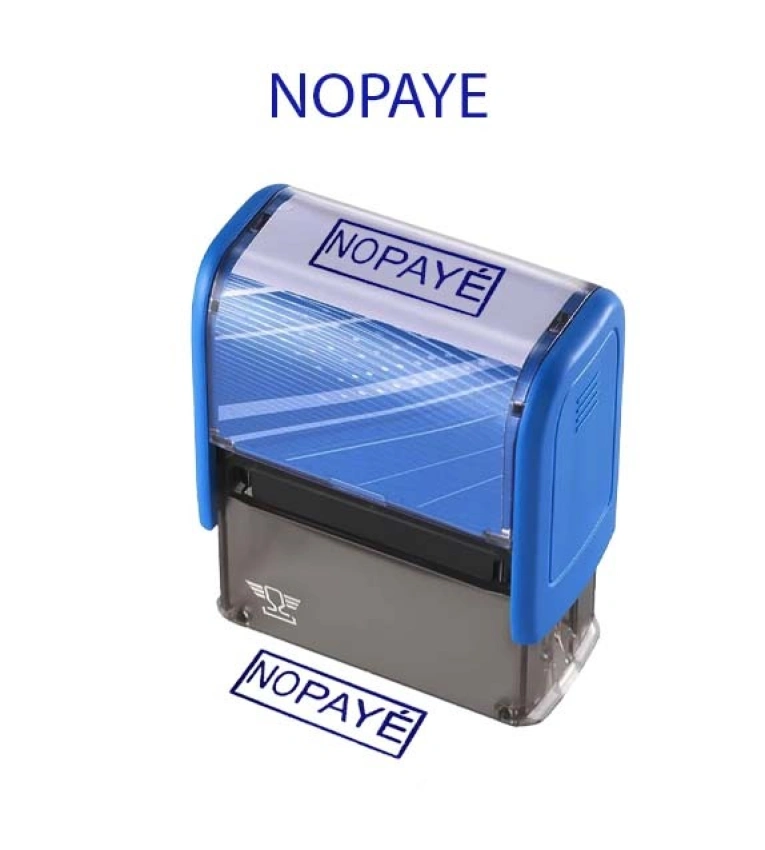 Tampon pratique de haute qualité pour une impression nette de la mention NO PAYÉ , empreinte claire avec encre bleue durable.