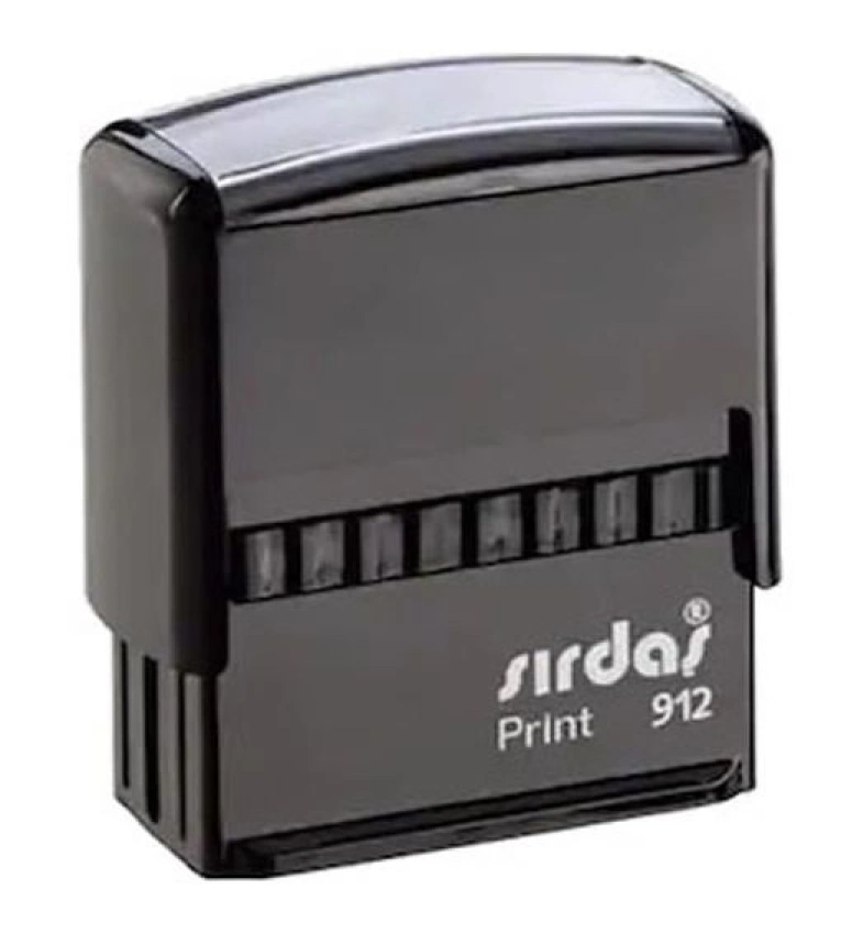 Tampon automatique Sirdas 912 format 19×51 mm, idéal pour les mentions plus longues , avec une empreinte nette et professionnelle.