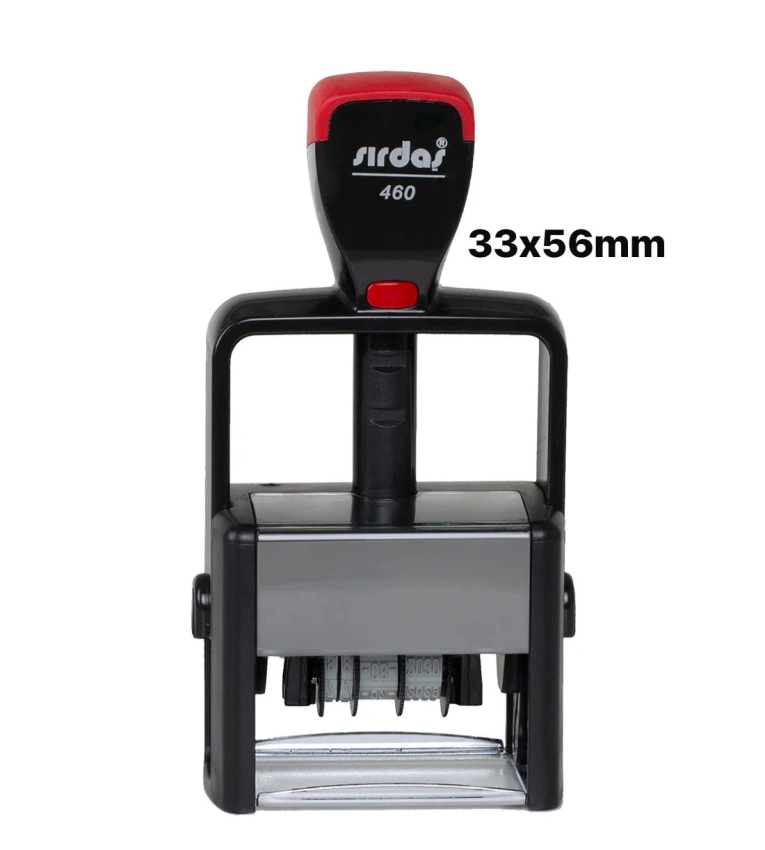 Tampon dateur 33X56mm  automatique Sirdas 460, idéal pour cachets officiels et logos avec une empreinte nette et professionnelle.