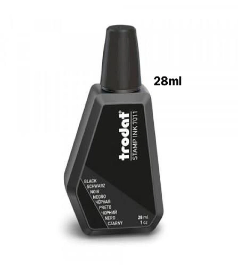 Encre NOIR  pour tampons Trodat 7011 28 ml, encre originale de haute qualité assurant une empreinte nette et durable.